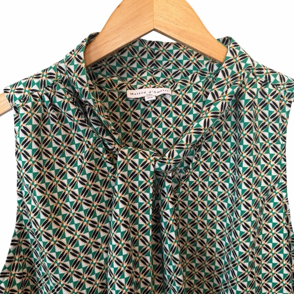 ANTHRO Maison D’Amelie Geo Pattern Blouse Sz M - Picture 3 of 10